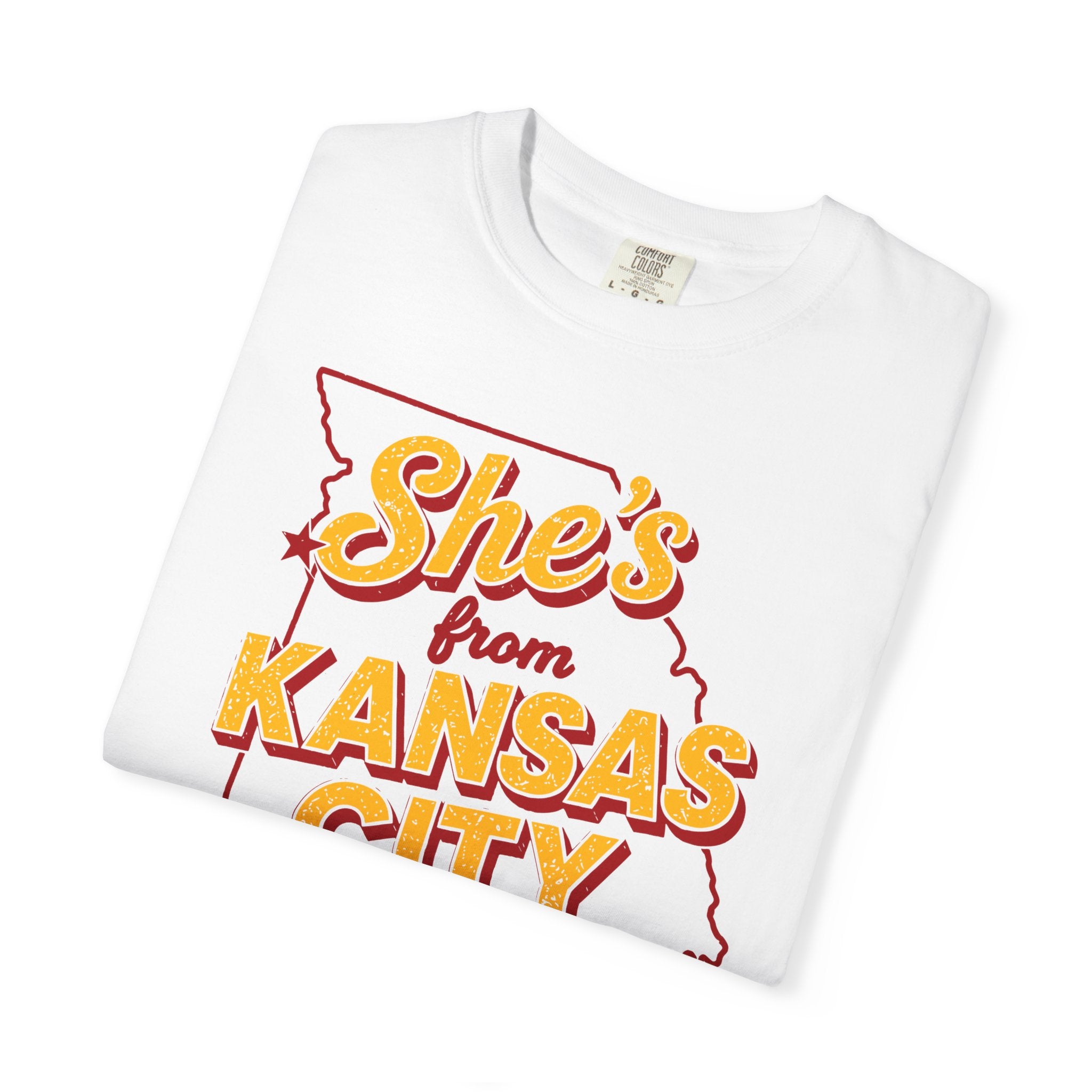 She's From Kansas City T-Shirt chiefs — Retro State Outline Tee (I Can Tell)