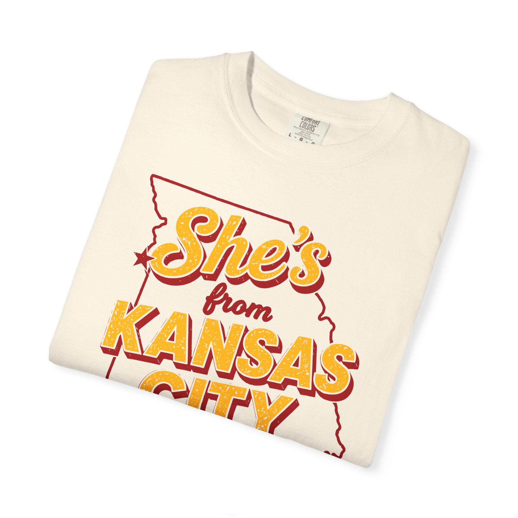 She's From Kansas City T-Shirt chiefs — Retro State Outline Tee (I Can Tell)