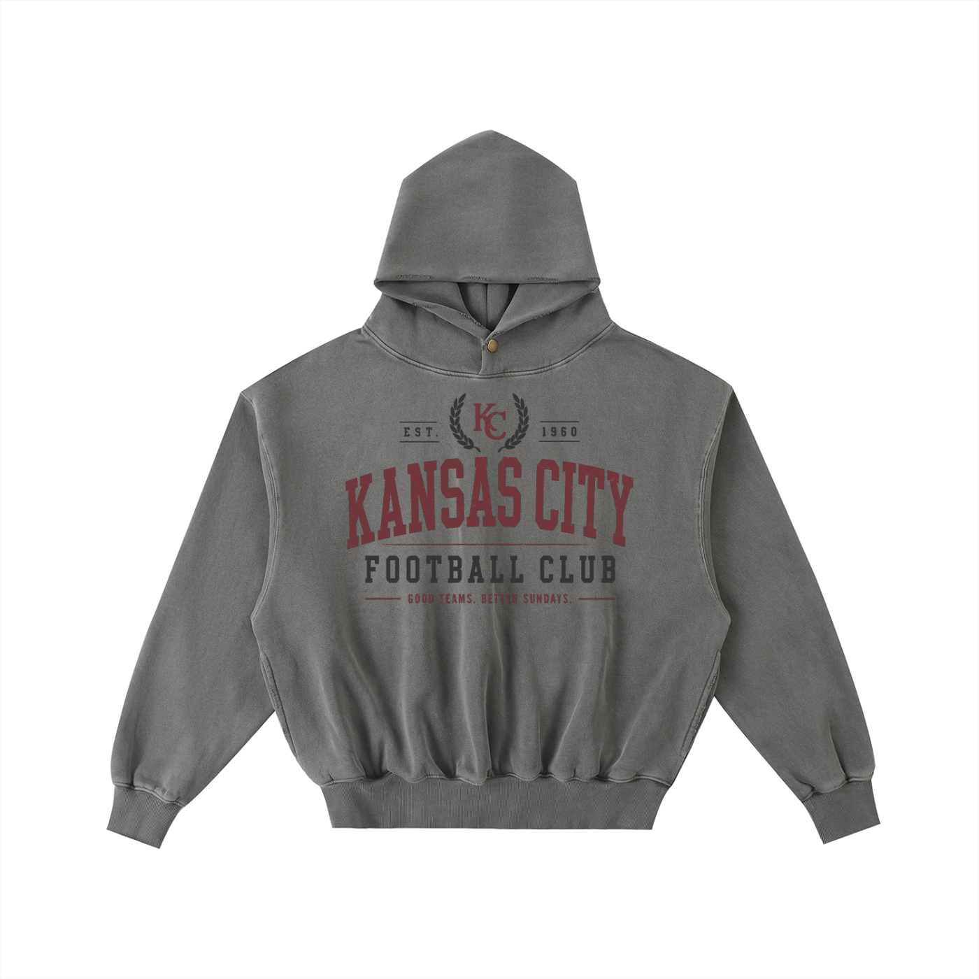 KC heritage (button neck) washed hoodie