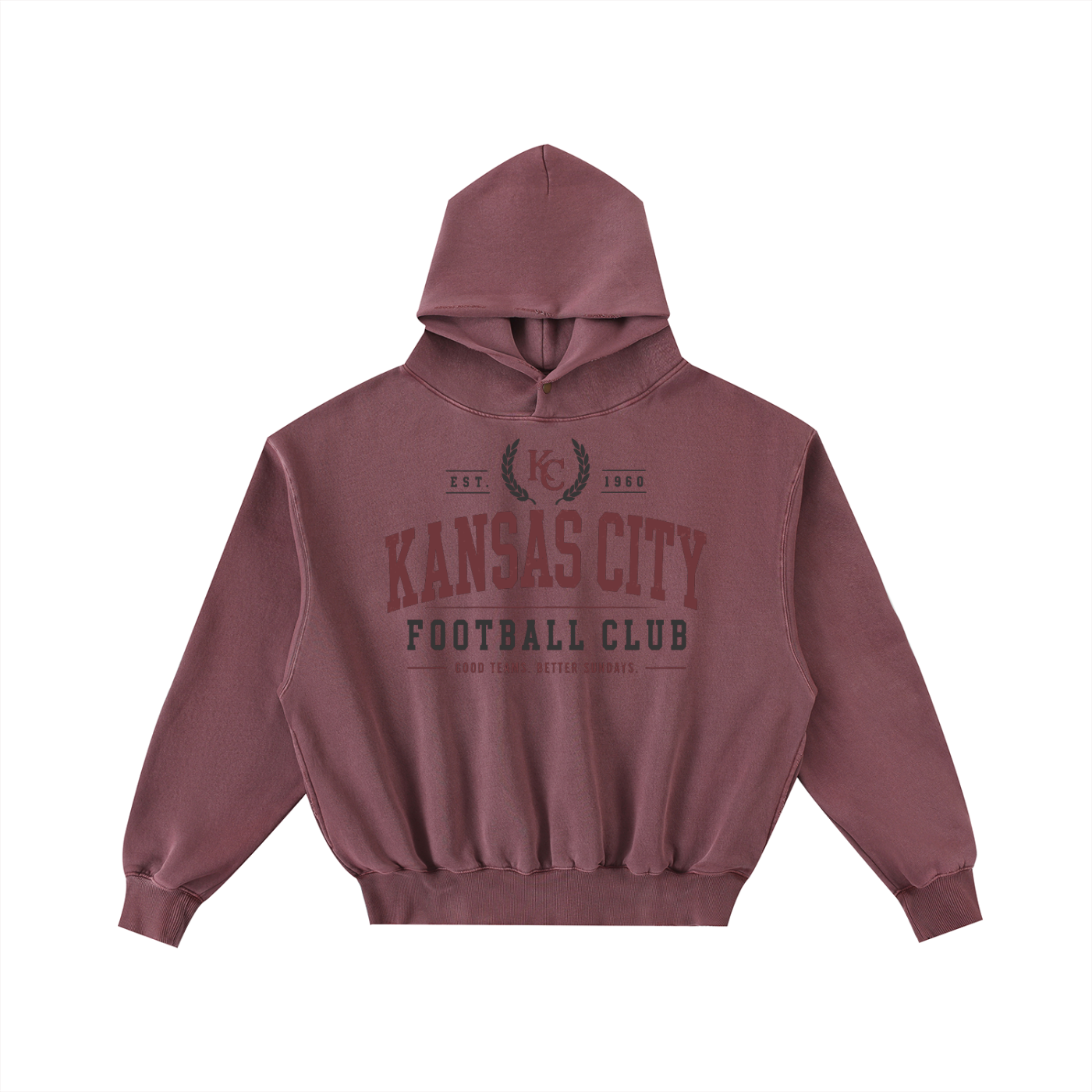 KC heritage (button neck) washed hoodie
