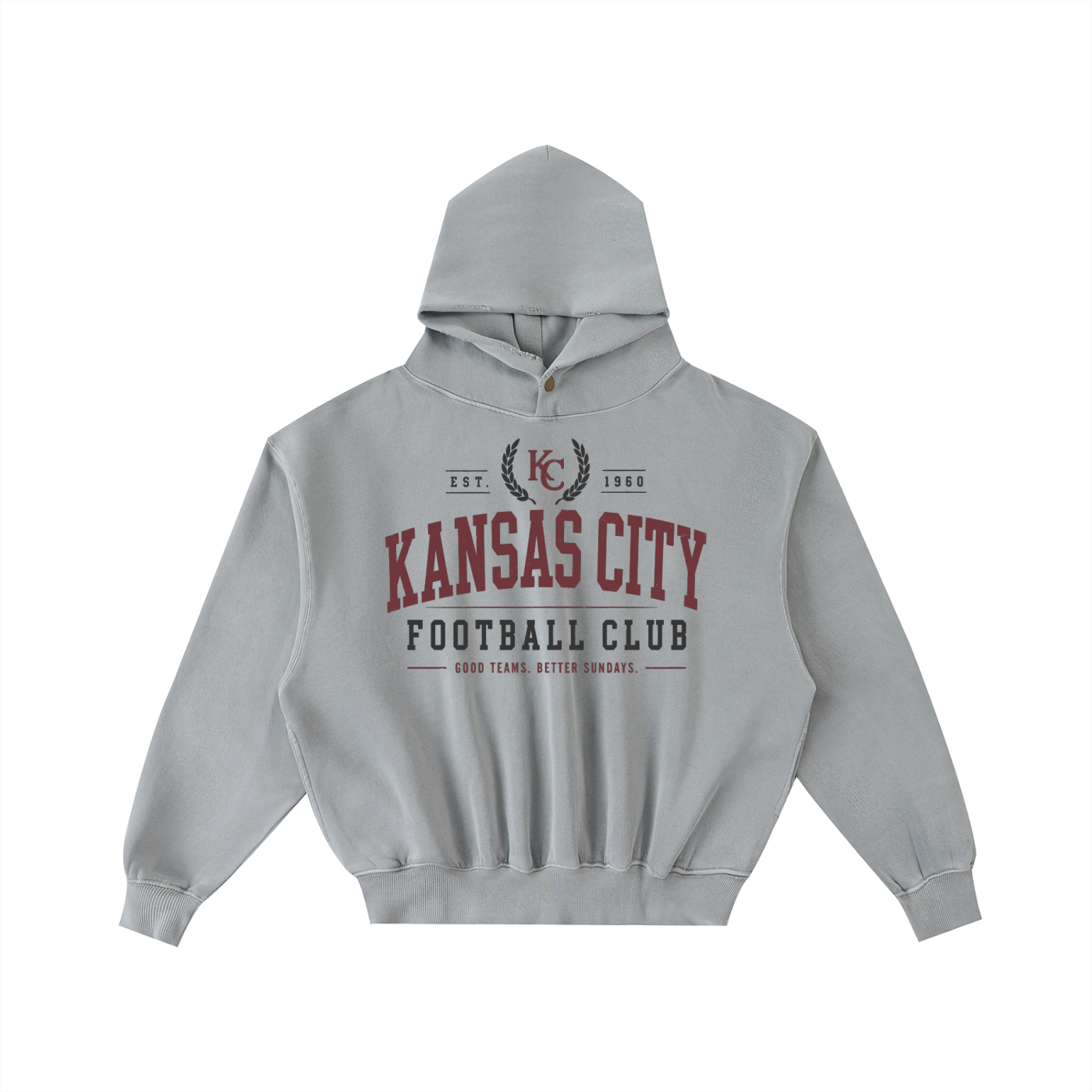 KC heritage (button neck) washed hoodie