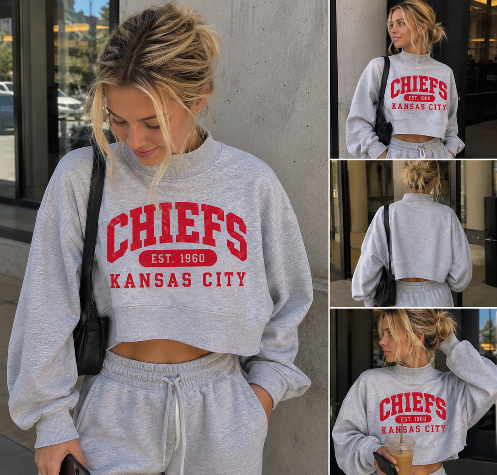 CHIEFS Women's Crop Mock Neck Sweatshirt