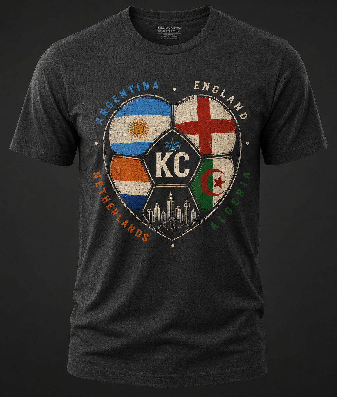 KC Heart World Cup 2026 Tee – Kansas City Soccer Shirt | Bella+Canvas Unisex