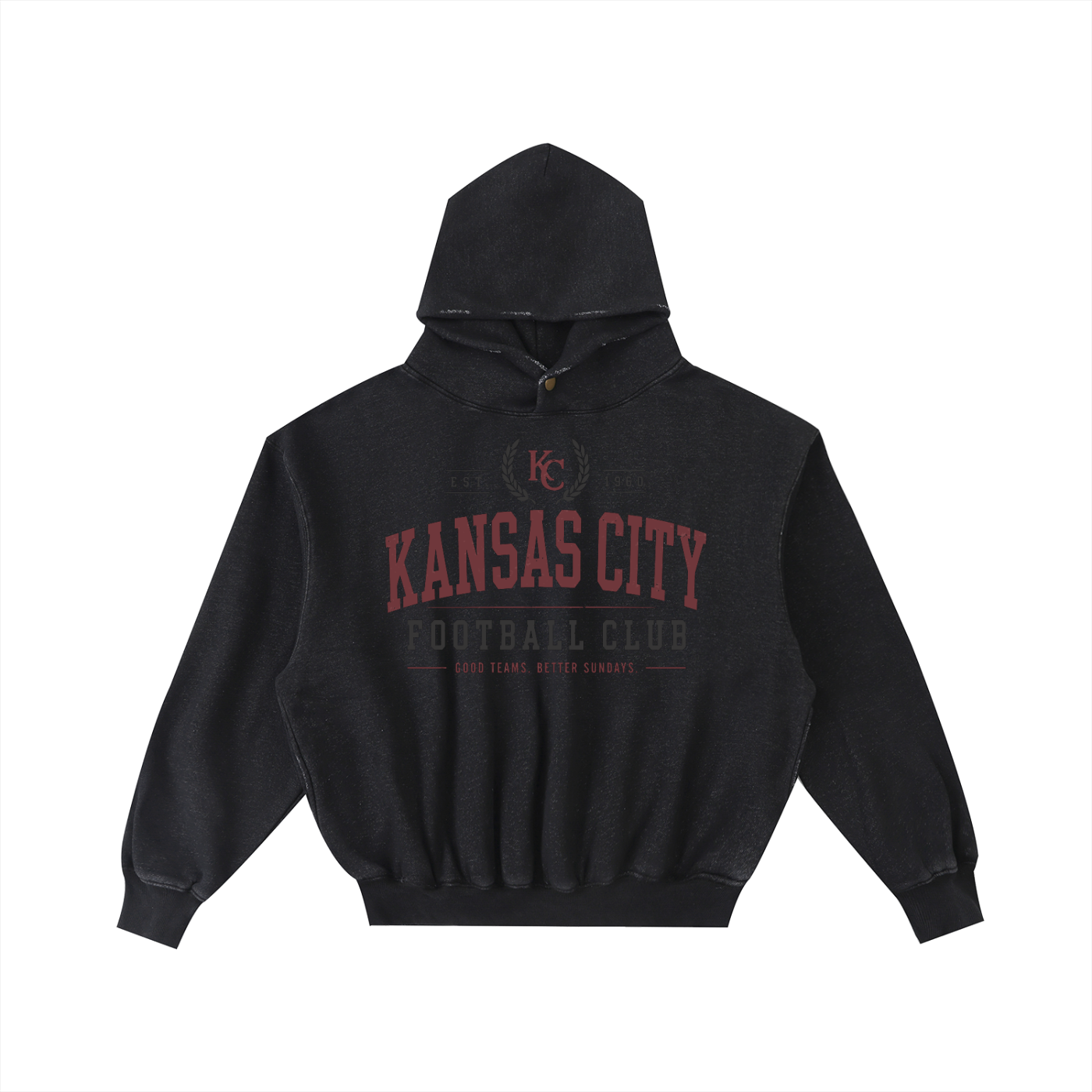 KC heritage (button neck) washed hoodie