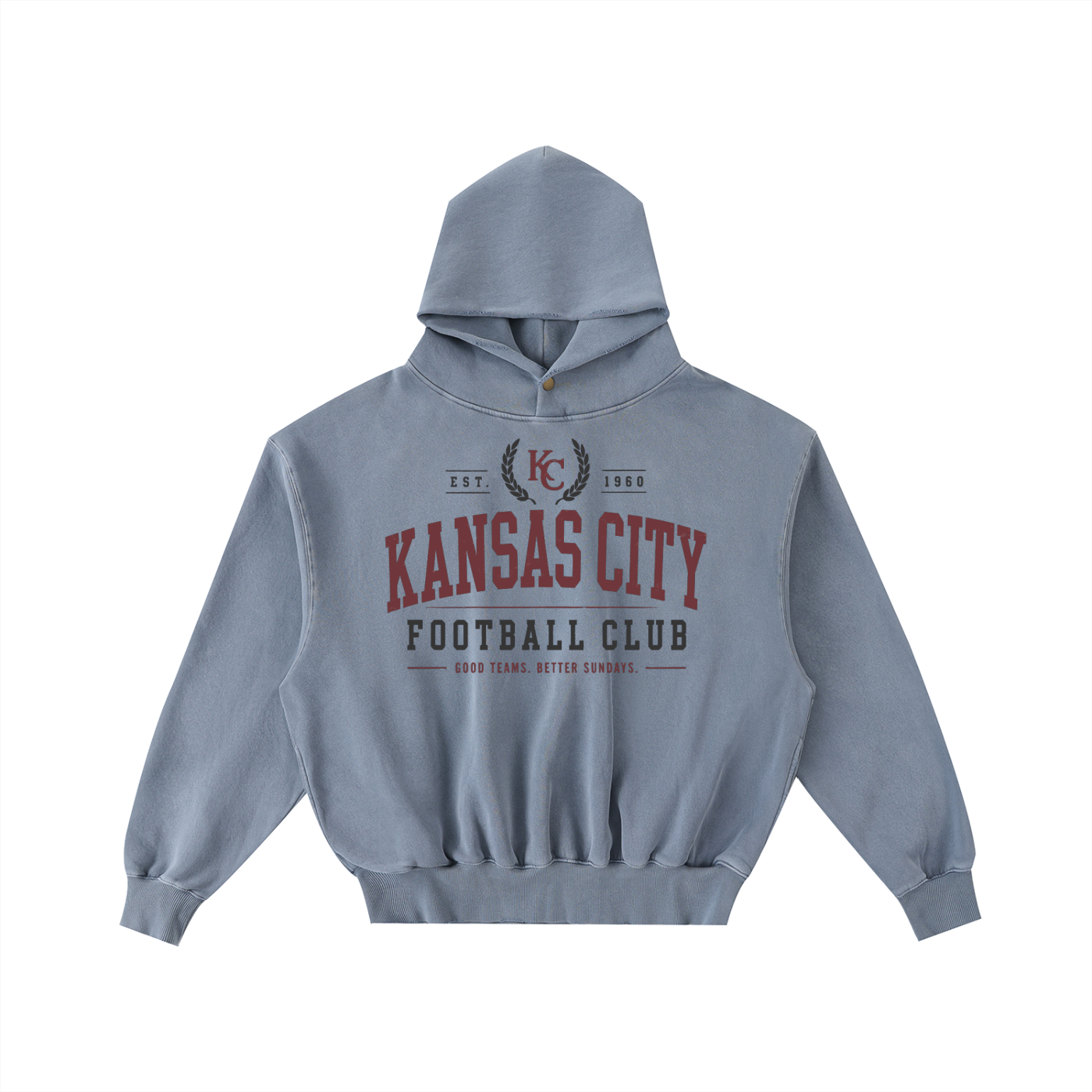 KC heritage (button neck) washed hoodie